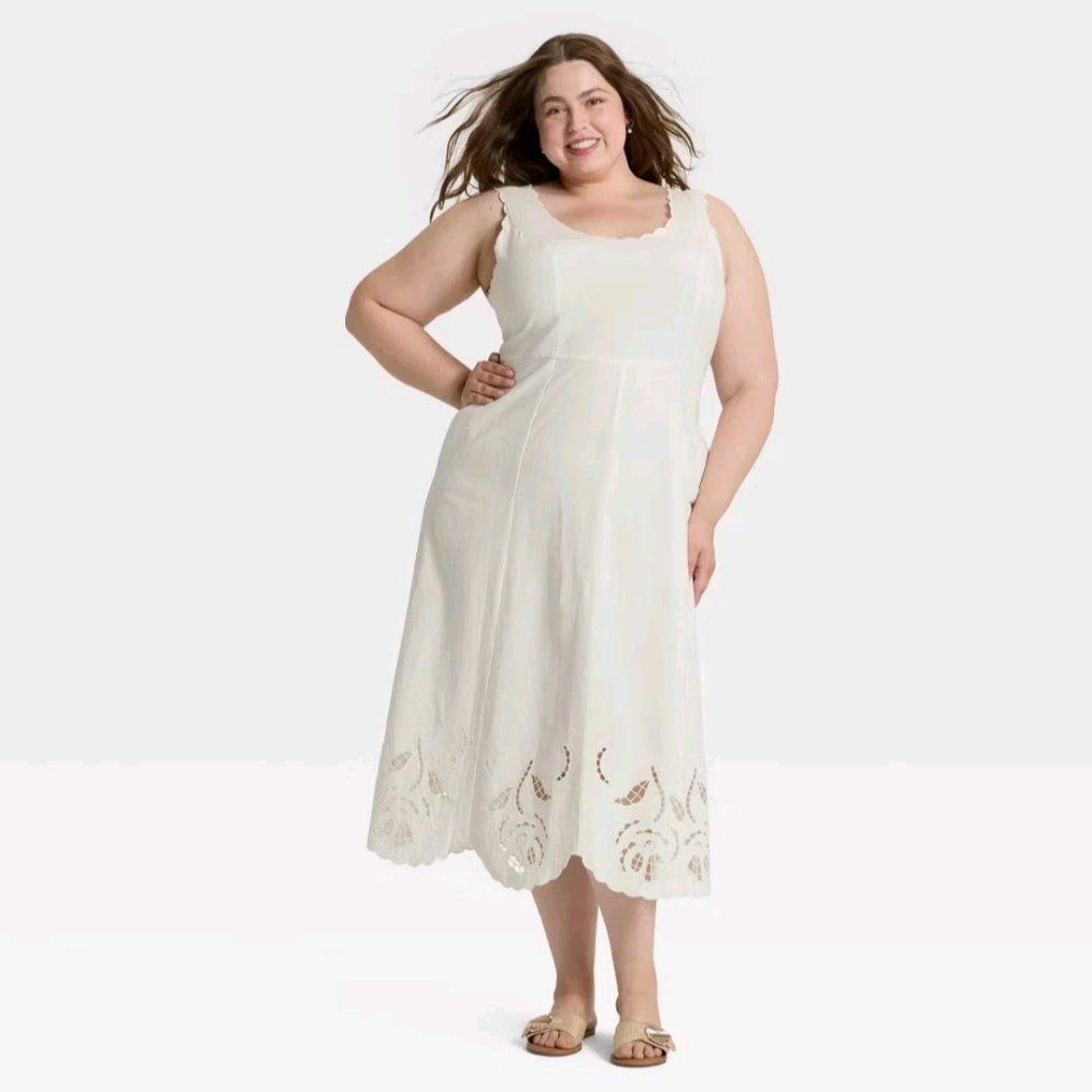 Universal Thread NWT Cream Sleeveless A-line Midi Dress Size 4X